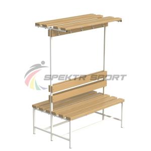Купить Скамейка с вешалкой и полкой для раздевалок двухсторонняя (цельная) 1200 мм в Артёмовске 